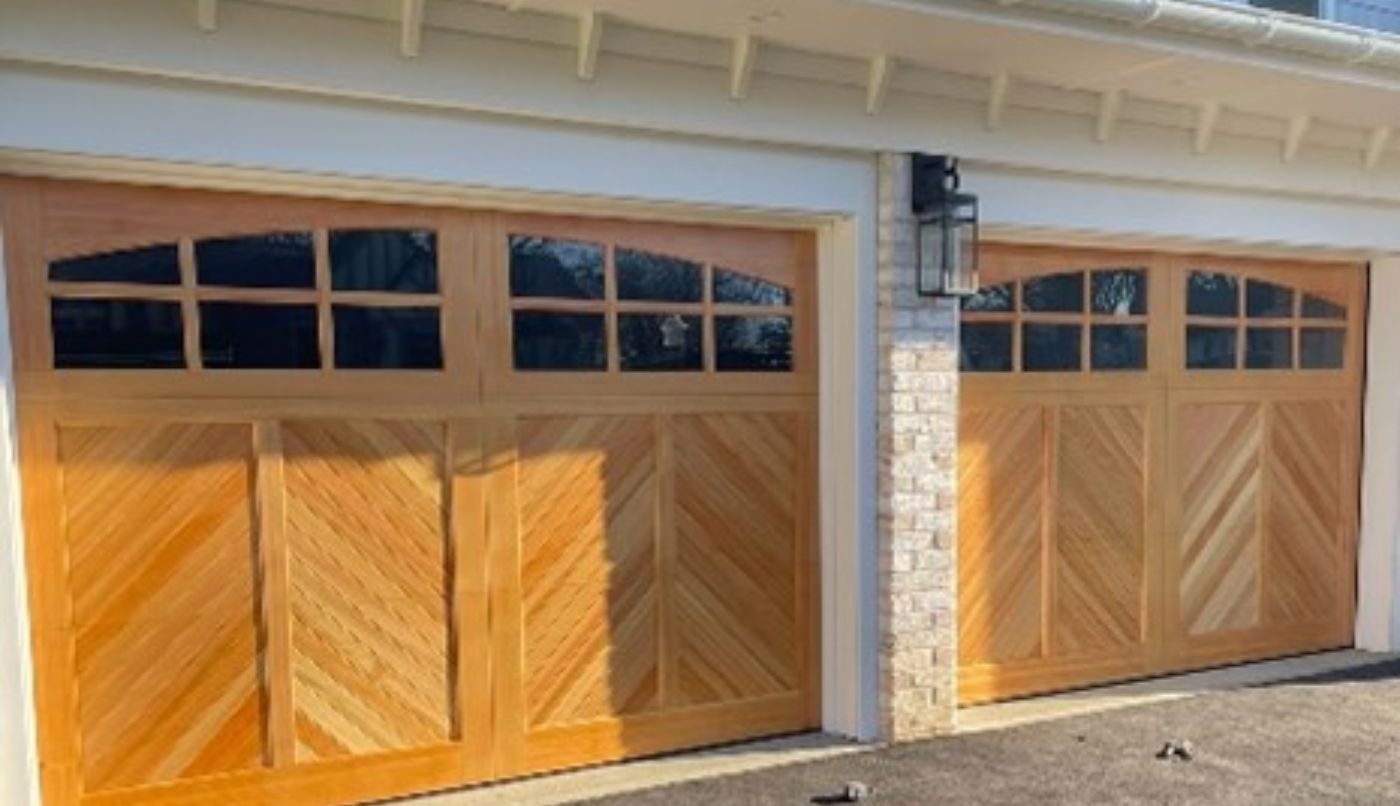 Two wooden garage doors